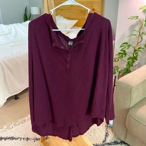 Waffle Knit Henley Tee, Old Navy, size XXL